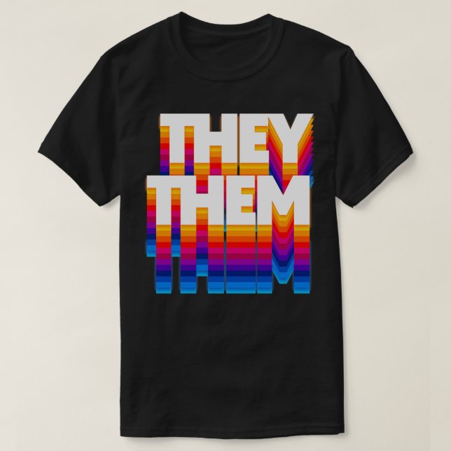 DePronouns Retro Stil Design 4 T Shirt (Design framsida)