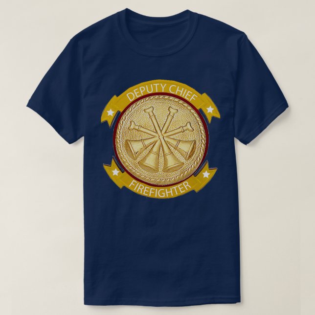 DEPUTY BRRE CHIEF FIREFIGHTER GULD MEDALLION T SHIRT (Design framsida)