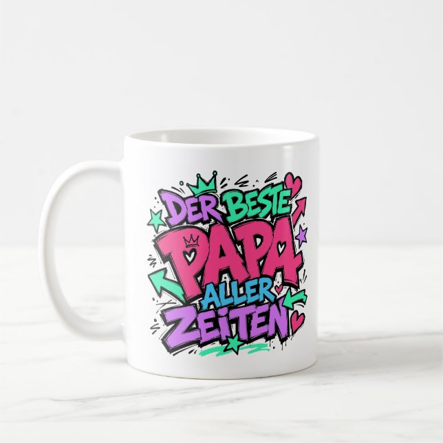 der beste papa aller zeiten graffiti 12 kaffemugg (Vänster)