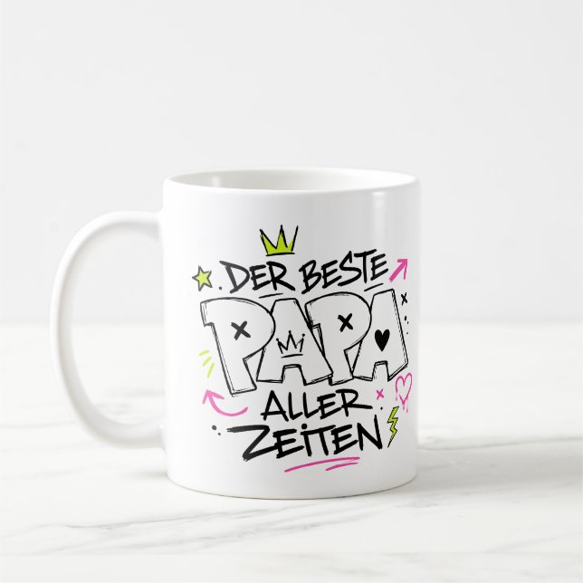 der beste papa aller zeiten graffiti 9 kaffemugg (Vänster)