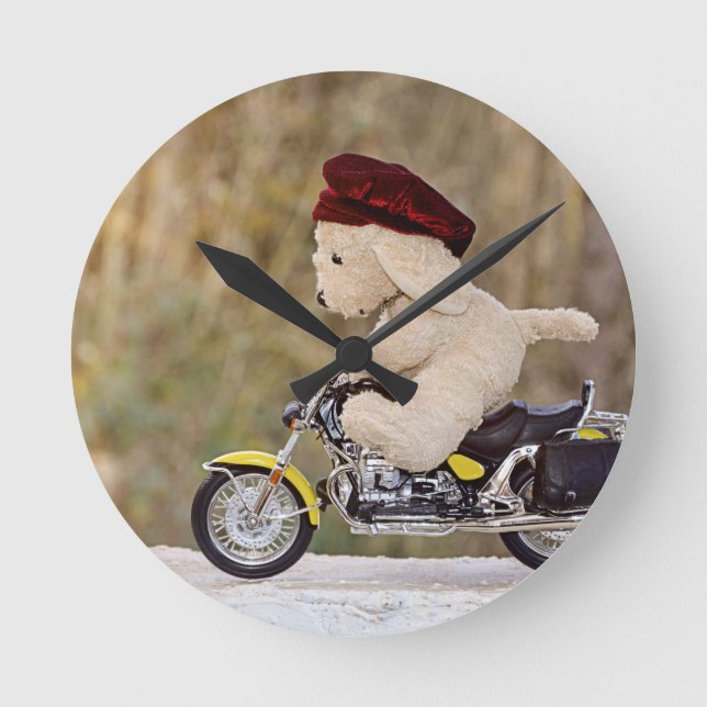 Der Biker - Hund - Rund Klocka (Framsida)