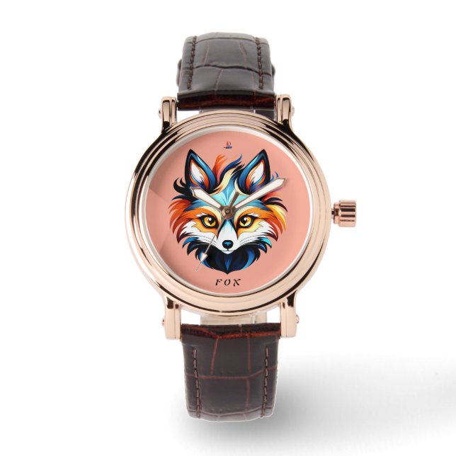 Der Bunte Fuchs - Kopf Portrait Armbandsur (Framsida)