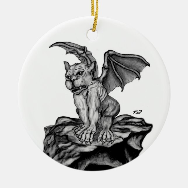 Der kleine Golem Gargoyle Julgransprydnad Keramik (Framsidan)