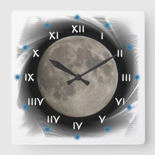 Der Mond, la lune, la luna, the moon Uhr Fyrkantig Klocka (Framsida)