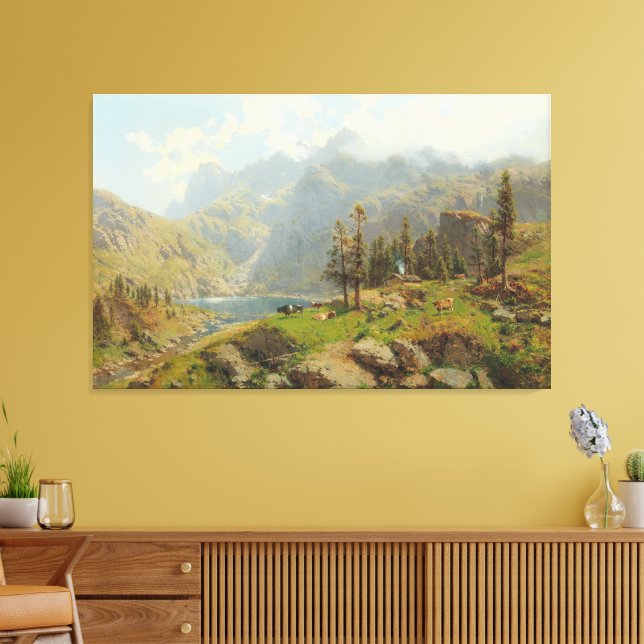 Der Murgsee in der Schweiz, Glaris Canvastryck (Insitu (Vardagsrum))