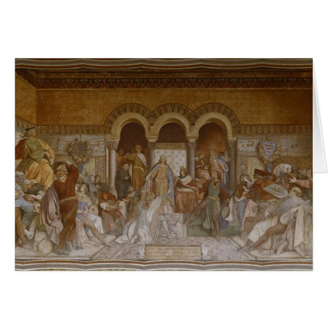 Der Saengerkrieg, c.1854-55 Hälsningskort (Framsidan Horizontal)