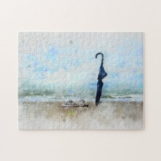 Der Schirm am Strand - Pussel (Horisontell)