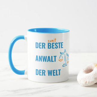 Der zweitbeste Anwalt der Welt. Lustiges Geschenk. Mugg