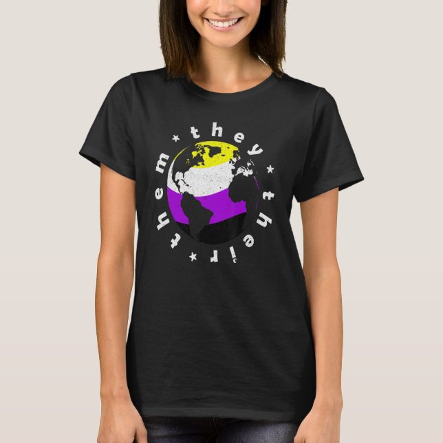 Deras icke-binära pronouns Lgbtq T Shirt (Framsida)