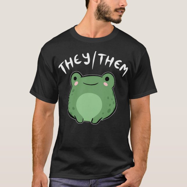 Deras Pronoun Frog A Kawaii Nonbinary Gift Cele T Shirt (Framsida)