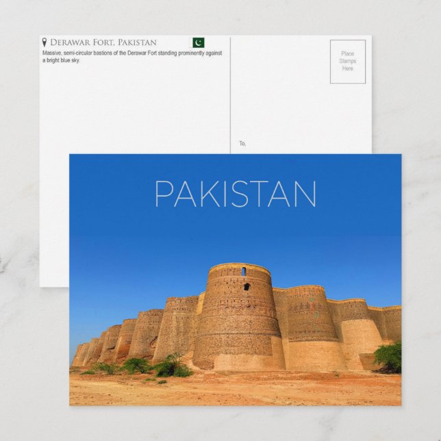 Derawar Fort, Pakistan Resebrevkort Vykort (Fram/baksida)