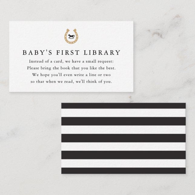 Derby Baby Shower Bok Request Baby 1st Bibliotek Tilläggskort (Fram/baksida)