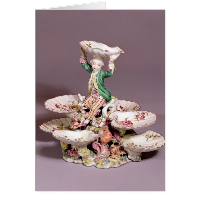 Derby bordbordsuppsats, 1760-65 hälsningskort (Framsidan)