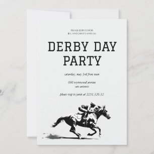 Derby Day-fest Invitation Svart & Vit Häst R Inbjudningar