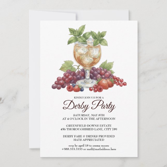 Derby Day Mint Julep Horse Race Party Invitation Inbjudningar (Framsida)
