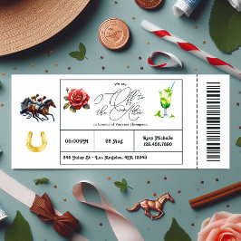 Derby Day ’Off to Altar’ Möhippa Biljett Inbjudningar