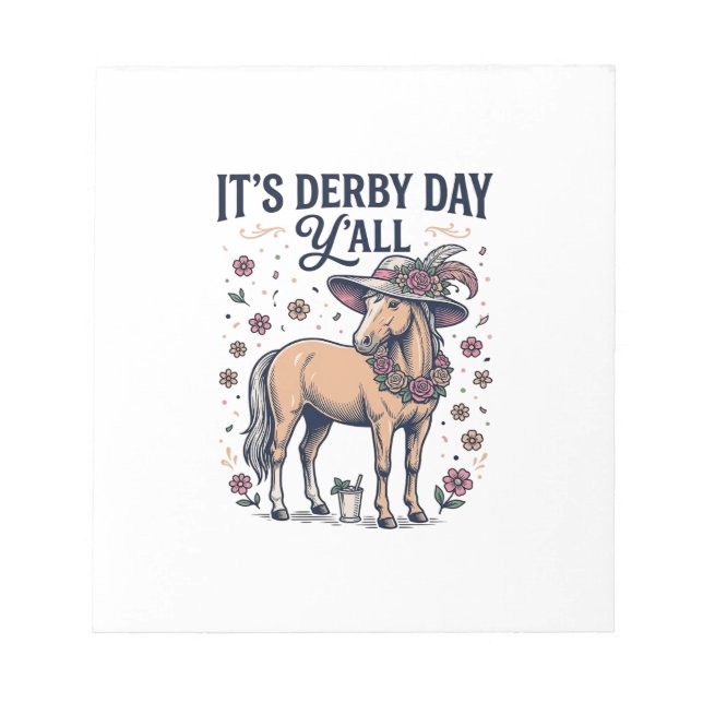 Derby Day Y'all Häst Blommig Hatt Anteckningsblock (Framsida)