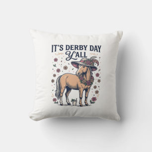 Derby Day Y'all Häst Blommig Hatt Kudde