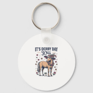 Derby Day Y'all Häst Blommig Hatt Nyckelring