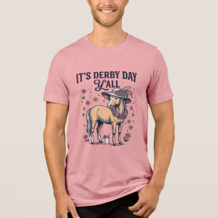 Derby Day Y'all Häst Blommig Hatt T Shirt