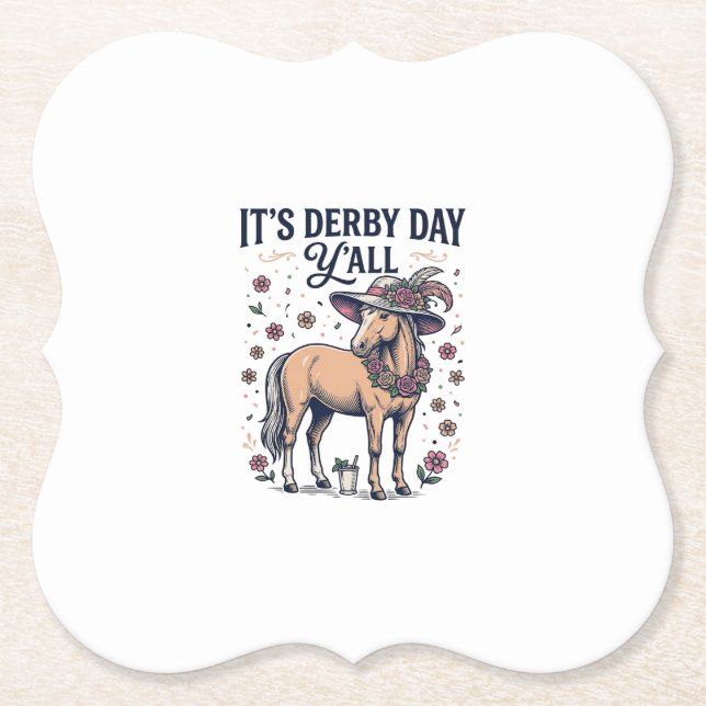 Derby Day Y'all Häst Blommig Hatt Underlägg Papper (Framsida)