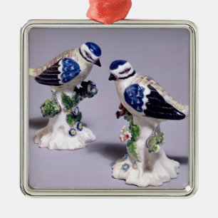 Derby figurer av bluetits, c.1760 julgransprydnad metall