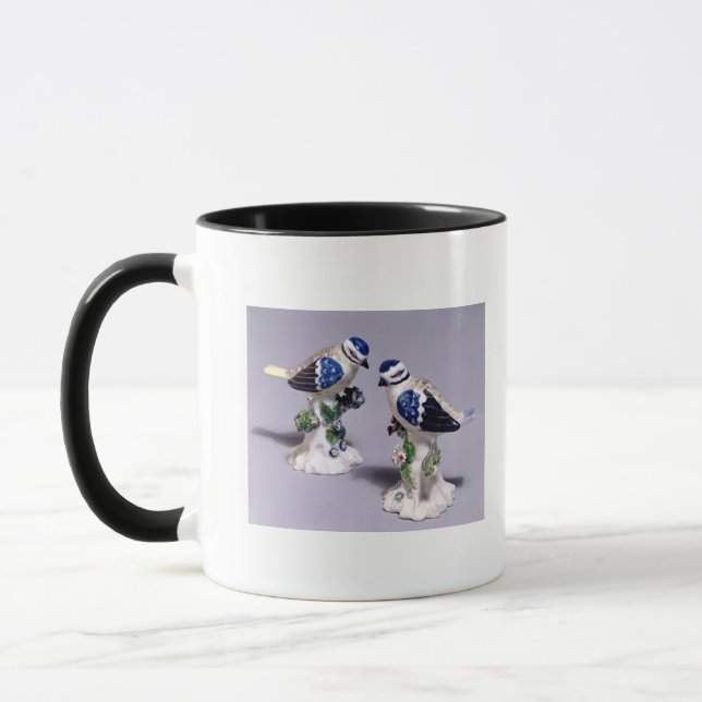 Derby figurer av bluetits, c.1760 mugg (Vänster)