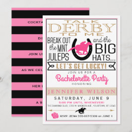 Derby Girly/Bachelorette Party Rosa/Black/Guld Inbjudningar