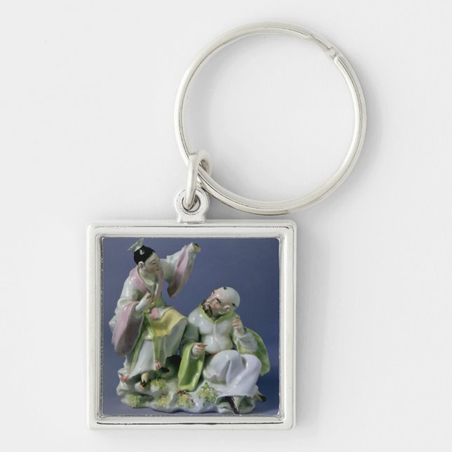 Derby grupp, tidig Blanche period, c.1750-54 Fyrkantig Silverfärgad Nyckelring (Framsidan)