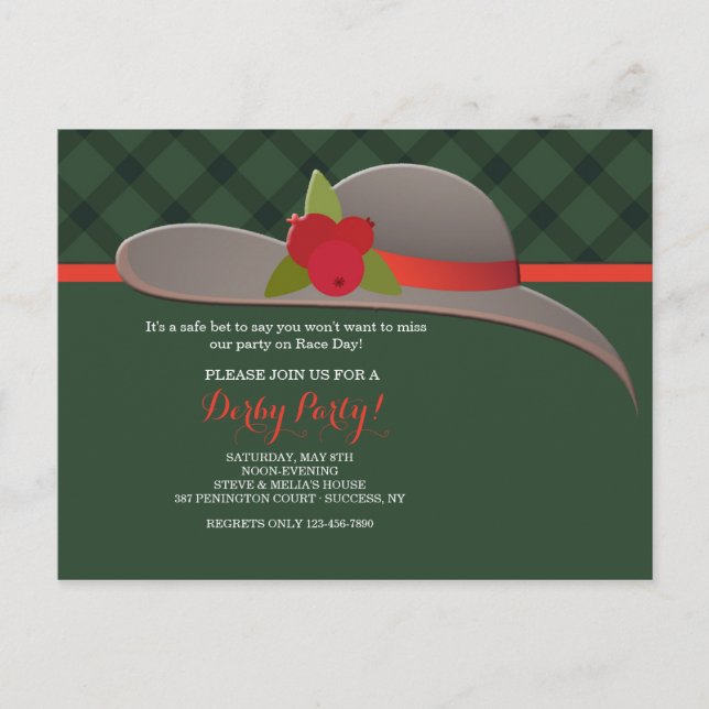 Derby Hat-vykort Inbjudan Vykort (Framsida)