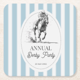 Derby horse racing party retro stripes monogrammed underlägg papper kvadrat