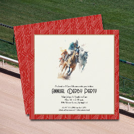 Derby Horses and Jockeys Red Party Inbjudningar
