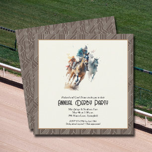 Derby Horses och Jockeys Brown Party Inbjudningar