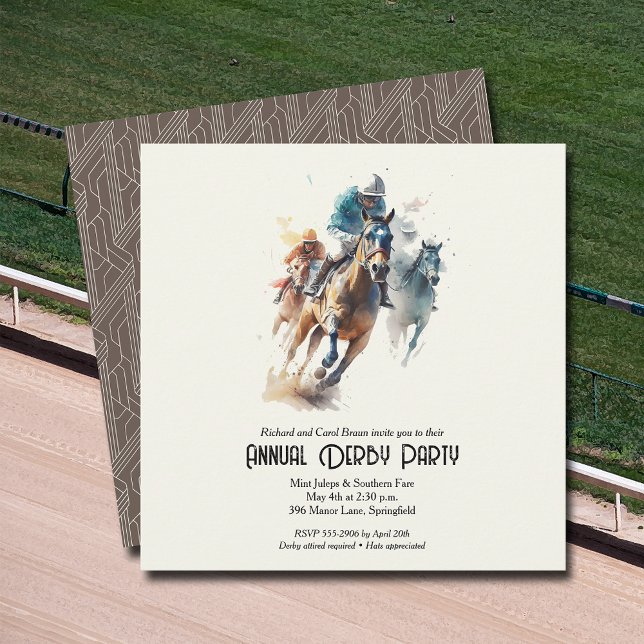 Derby Horses och Jockeys Party Inbjudningar (Racehorses and Jockeys Derby Party Invitations - INSTANT DOWNLOAD and/or PRINTED or both!)