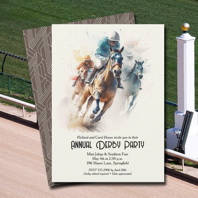 Derby Horses och Jockeys Party Inbjudningar (Racehorses and Jockeys Derby Party Invitations - INSTANT DOWNLOAD and/or PRINTED or both!)