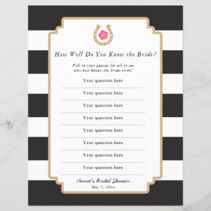 Derby How well you known Bride Quiz Game Flyer