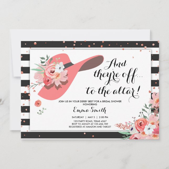 Derby Inbjudningskort för möhippan Bära a Hat Hors (Framsida)