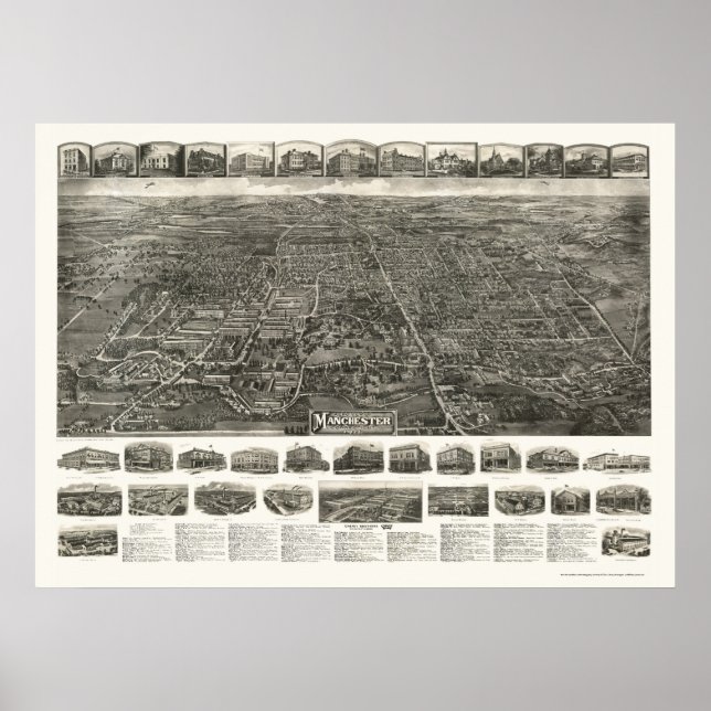 Derby (Manchester), CT Panoramic Karta - 1914 Poster (Framsidan)