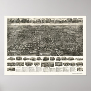 Derby (Manchester), panorama- karta för CT - 1914 Poster