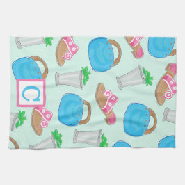 Derby Mint Julep Preppy Monogram Kökshandduk