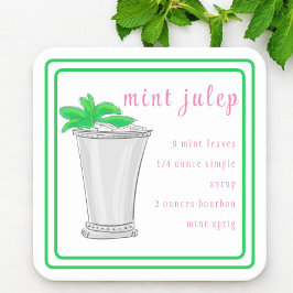 Derby Mint Julep Pub Recipe Preppy Gräns Underlägg Papper Kvadrat