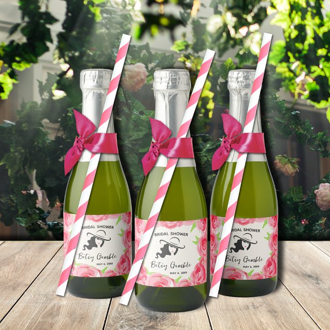 Derby Möhippa Mini Sparkling Vin Labels (Mini bottle labels with long hair, short hair version available (straws and ribbons not included))