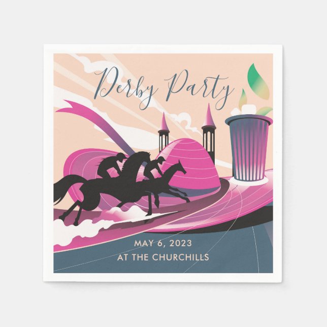 Derby Party Art Deco Pappersservett (Framsidan)