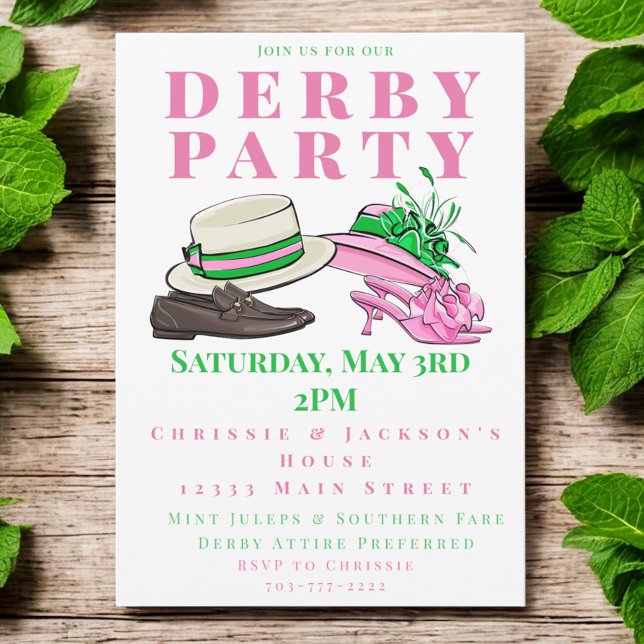 Derby Party Finare Hats Shoes Mode Preppy Inbjudningar (Skapare uppladdad)