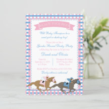 Derby Party Gender Reveal Baby Shower-inbjudan