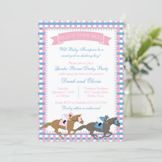 Derby Party Gender Reveal Baby Shower-inbjudan Inbjudningar