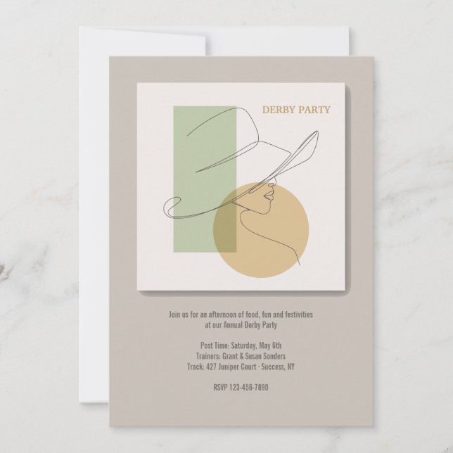 Derby Party Hand-draget Woman-inbjudan Inbjudningar (Framsida)