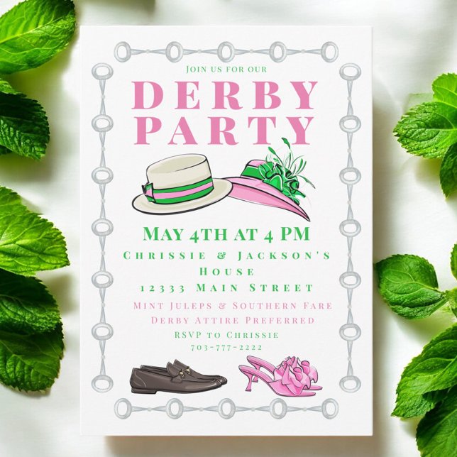 Derby Party Hat Shoes Mode Preppy Inbjudningar (Skapare uppladdad)