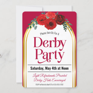 Derby Party Horse Tävling Röd ros Arch Inbjudningar