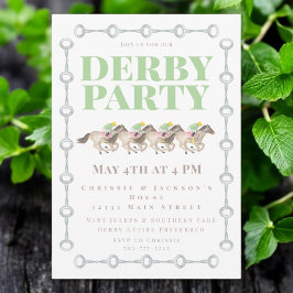 Derby Party Horses Tävla Watercolor Inbjudningar